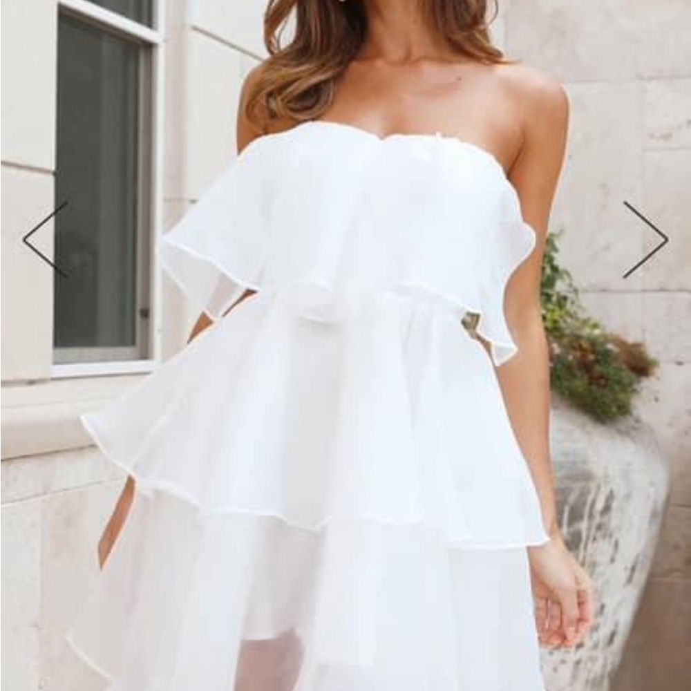 Hello Molly Sunlight Rays Strapless Mini Dress White